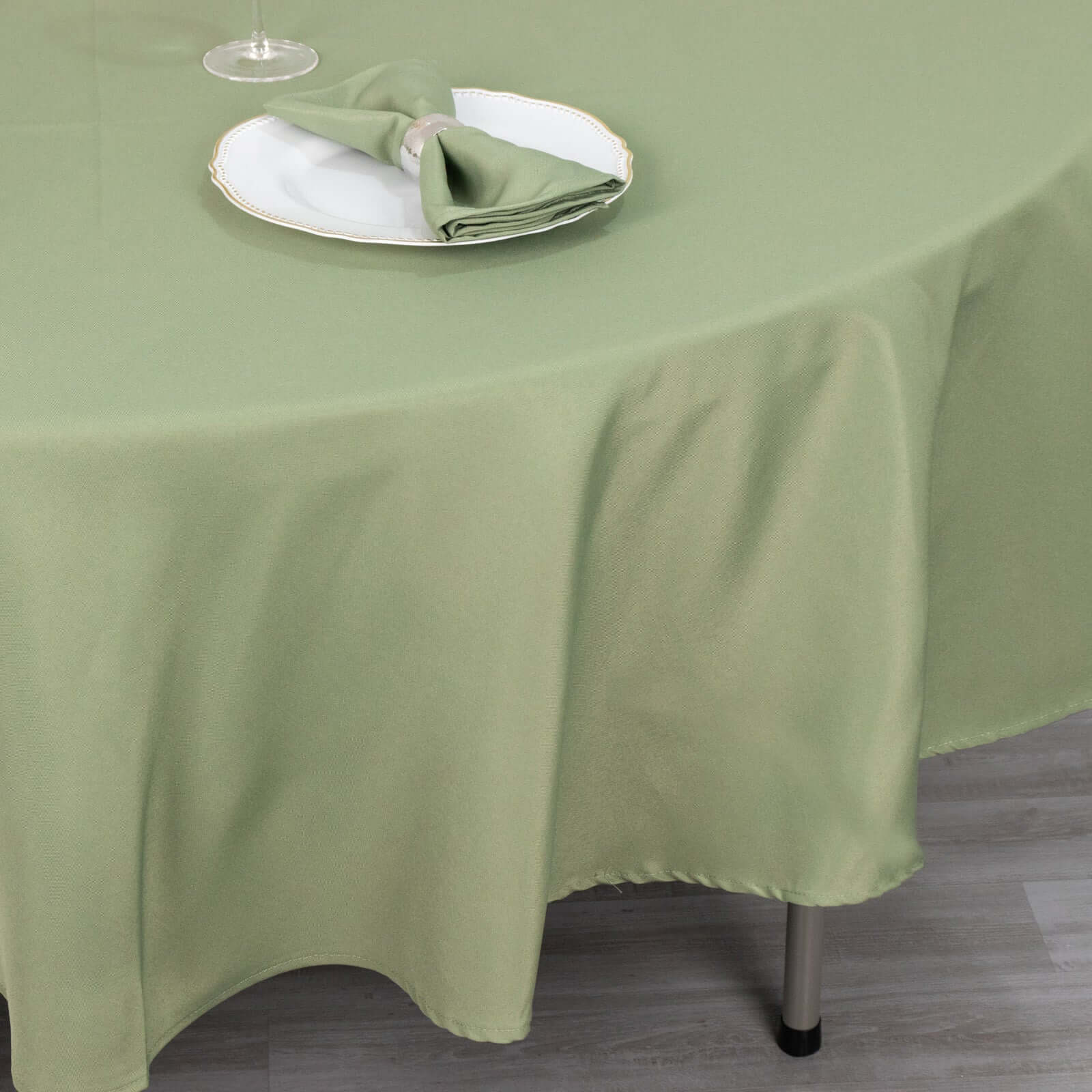 Premium Polyester 90 Round Tablecloth Dusty Sage Green - Stain and Wrinkle-Resistant Design with 220GSM Thickness Table Cover