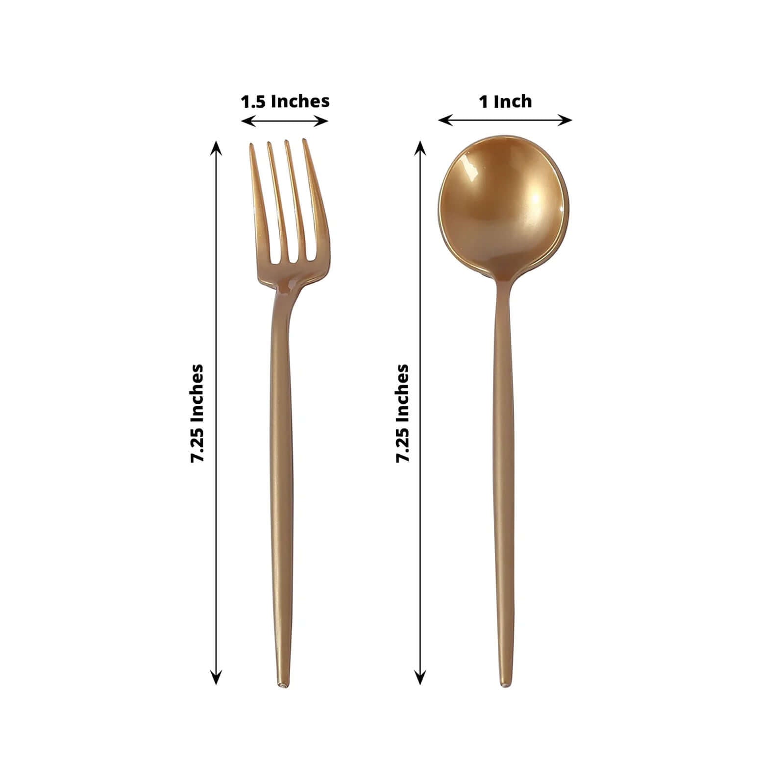 50-Pack Plastic Dessert Forks and Spoons with Gold Shiny Finish - Heavy Duty Disposable Silverware