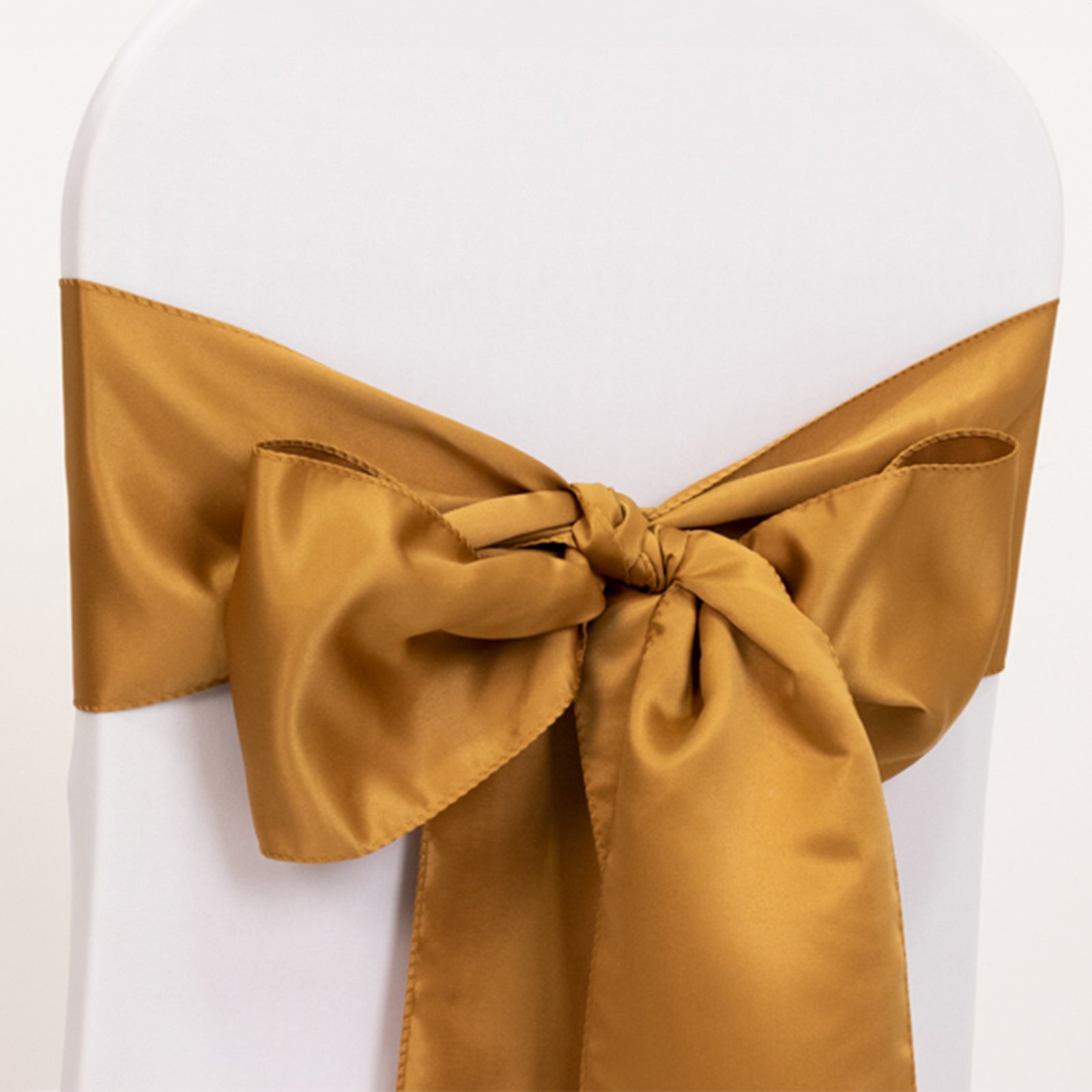 5 Pack Lamour Satin 6x106 Chair Sashes Gold - Stylish Reusable Decorative Bows for Weddings & Gatherings