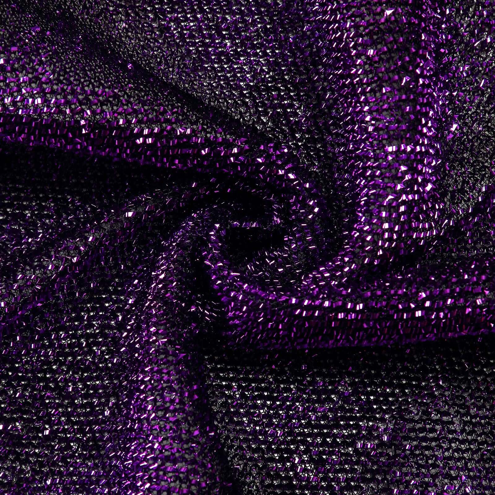 7.5ft Purple Metallic Shimmer Tinsel Spandex Round Wedding Arch Cover, 2-Sided Photo Backdrop