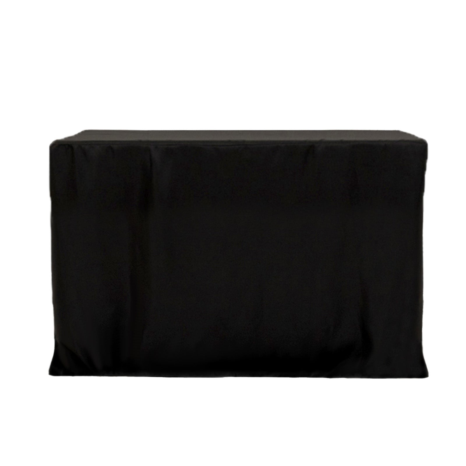 Fitted Polyester 48x24x42 Rectangle Tablecloth Black - Snug Fit for Elevated Tables