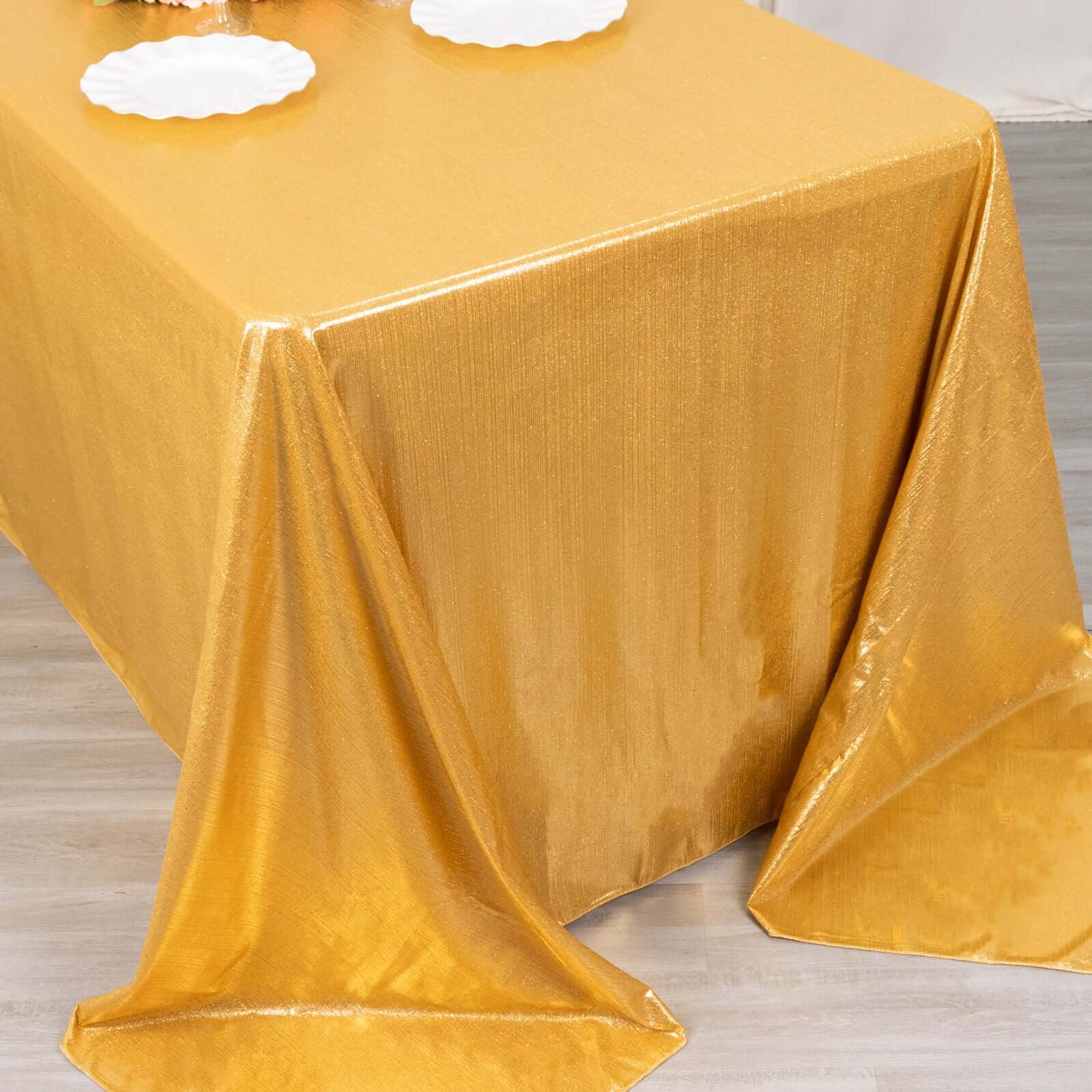 Sequin Dots Polyester 90x132 Rectangle Tablecloth Shimmering Gold - Seamless, Glittering & Wrinkle Free Table Cover for Stylish Event Decor