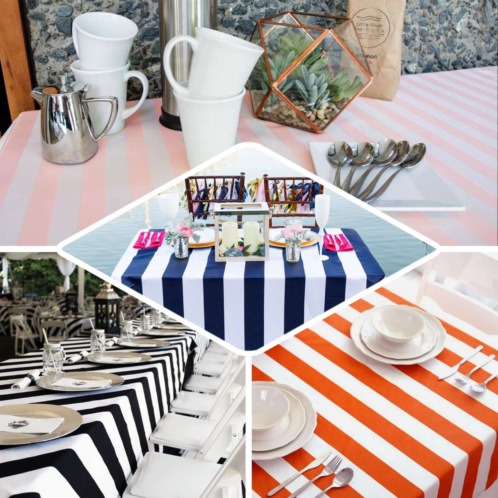 Satin 60x102 Rectangle Tablecloth Black/White - Stripe Design with Stylish Smooth Finish Table Cover