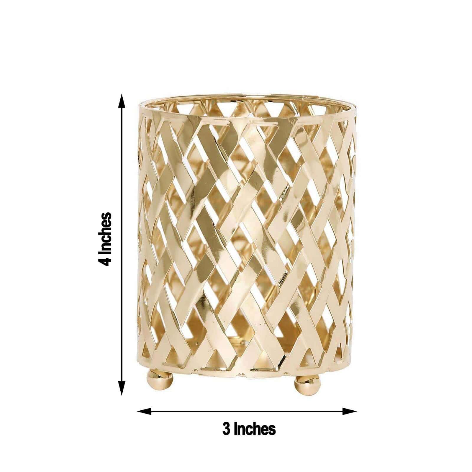 2-Pack Votive Candle Holders Gold Metal Diamond Cut Geometric Design - Perfect for Home Décor and Events 4