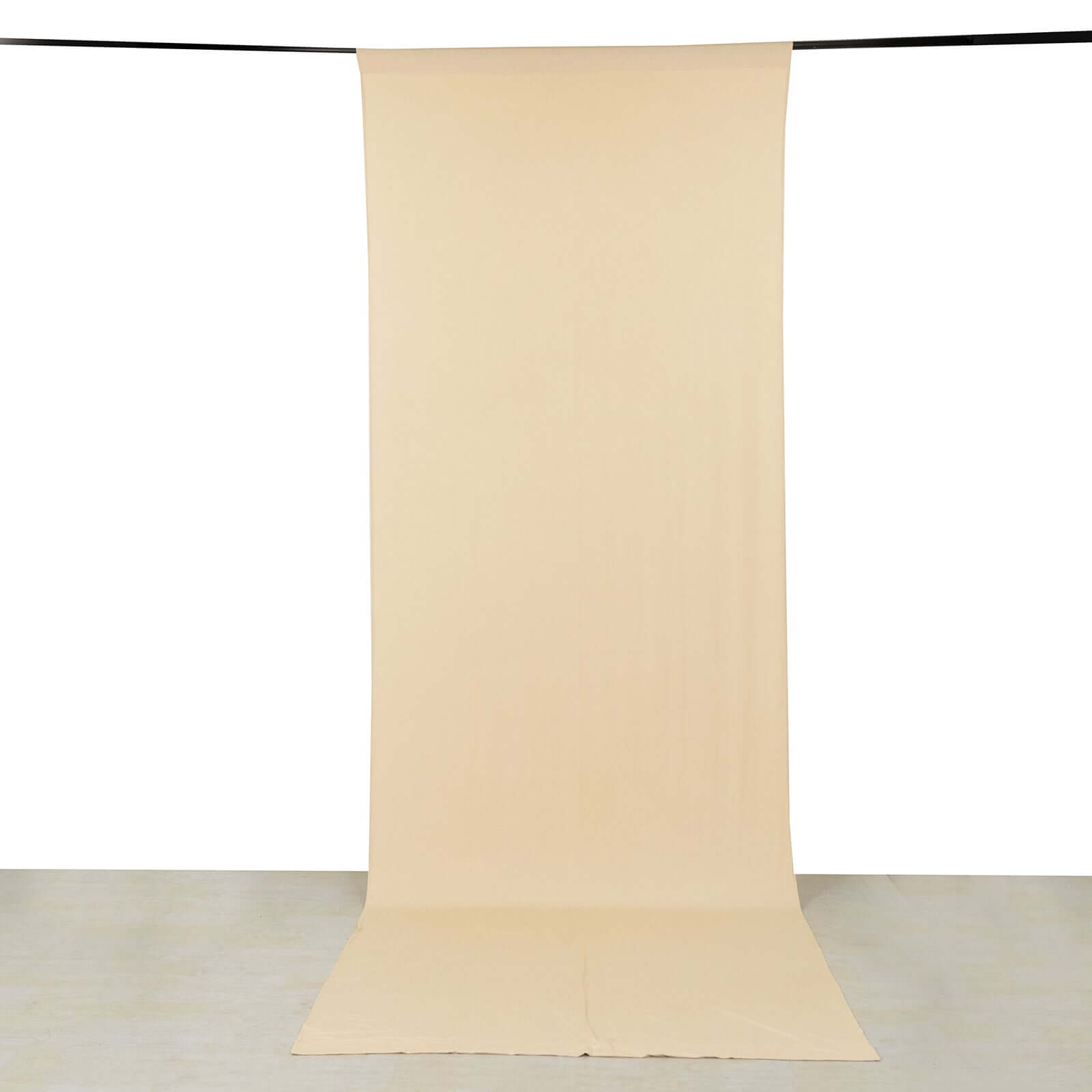 Beige 4-Way Stretch Spandex Event Curtain Drapes, Wrinkle Free Backdrop Event Panel with Rod Pockets - 5ftx14ft