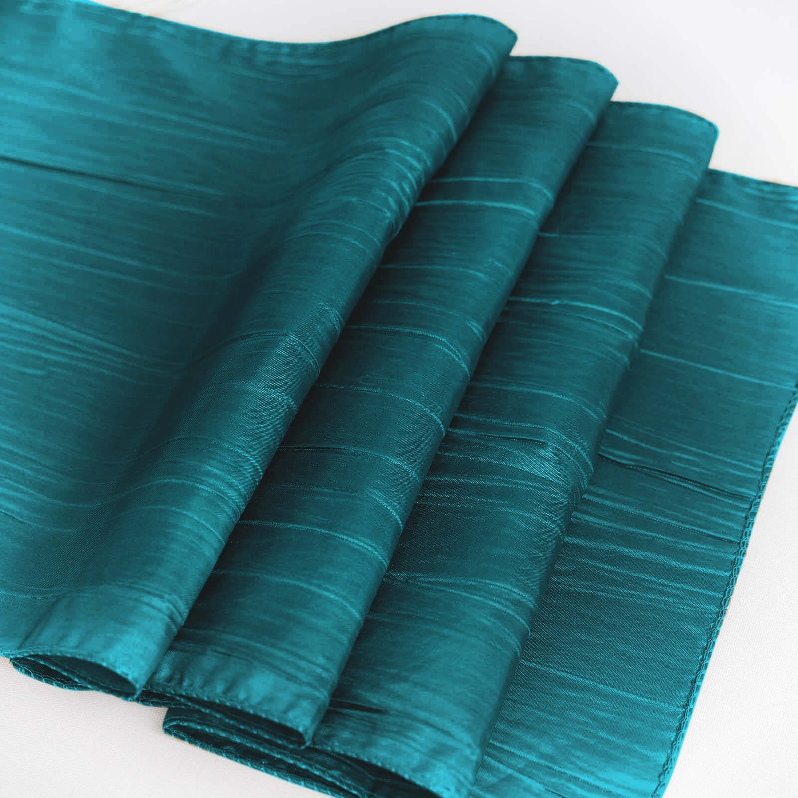 Taffeta 12x108 Table Runner Teal - Accordion Crinkle Design