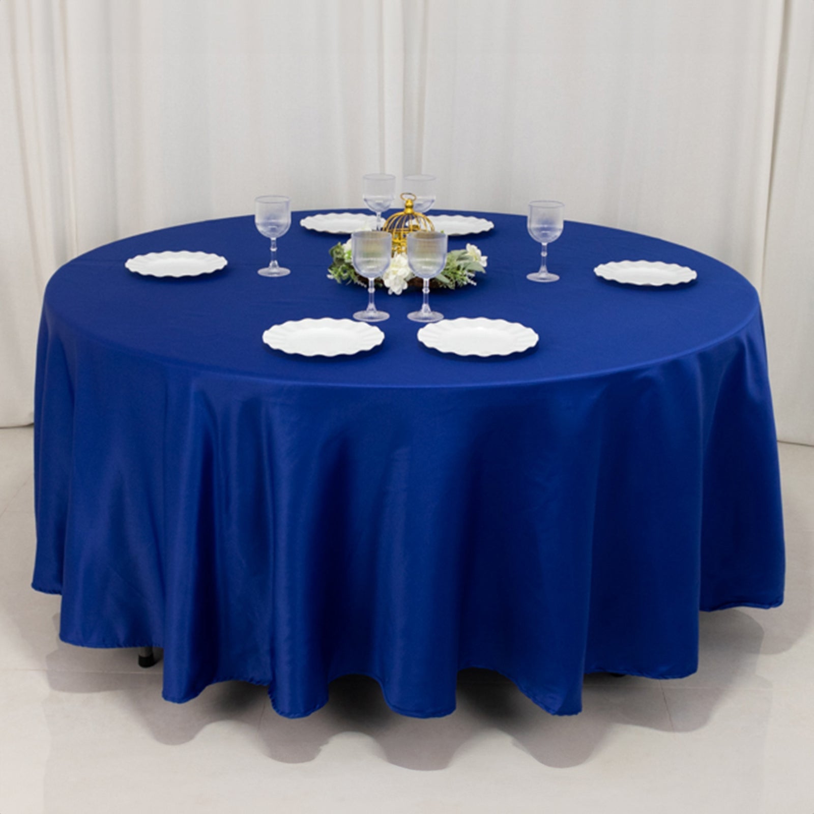 Lamour Satin 108 Round Tablecloth Royal Blue - Durable & Silk-Like Table Cover