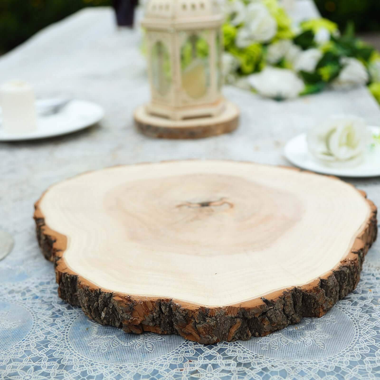 Rustic Poplar Wood Slices Round - Polished Bases for Wedding & Event Decor 18 Dia