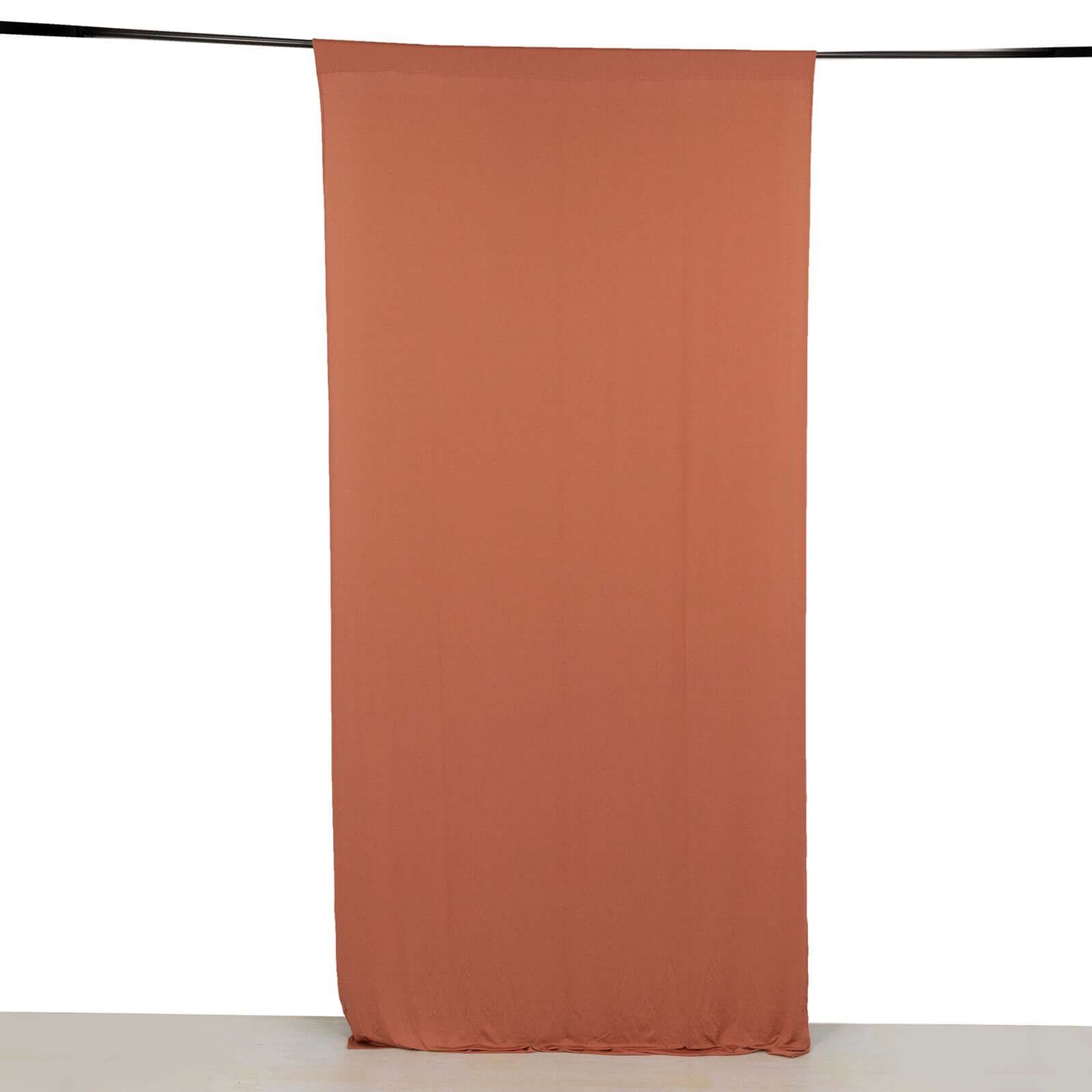 Terracotta (Rust) 4-Way Stretch Spandex Event Curtain Drapes, Wrinkle Free Backdrop Event Panel with Rod Pockets - 5ftx10ft