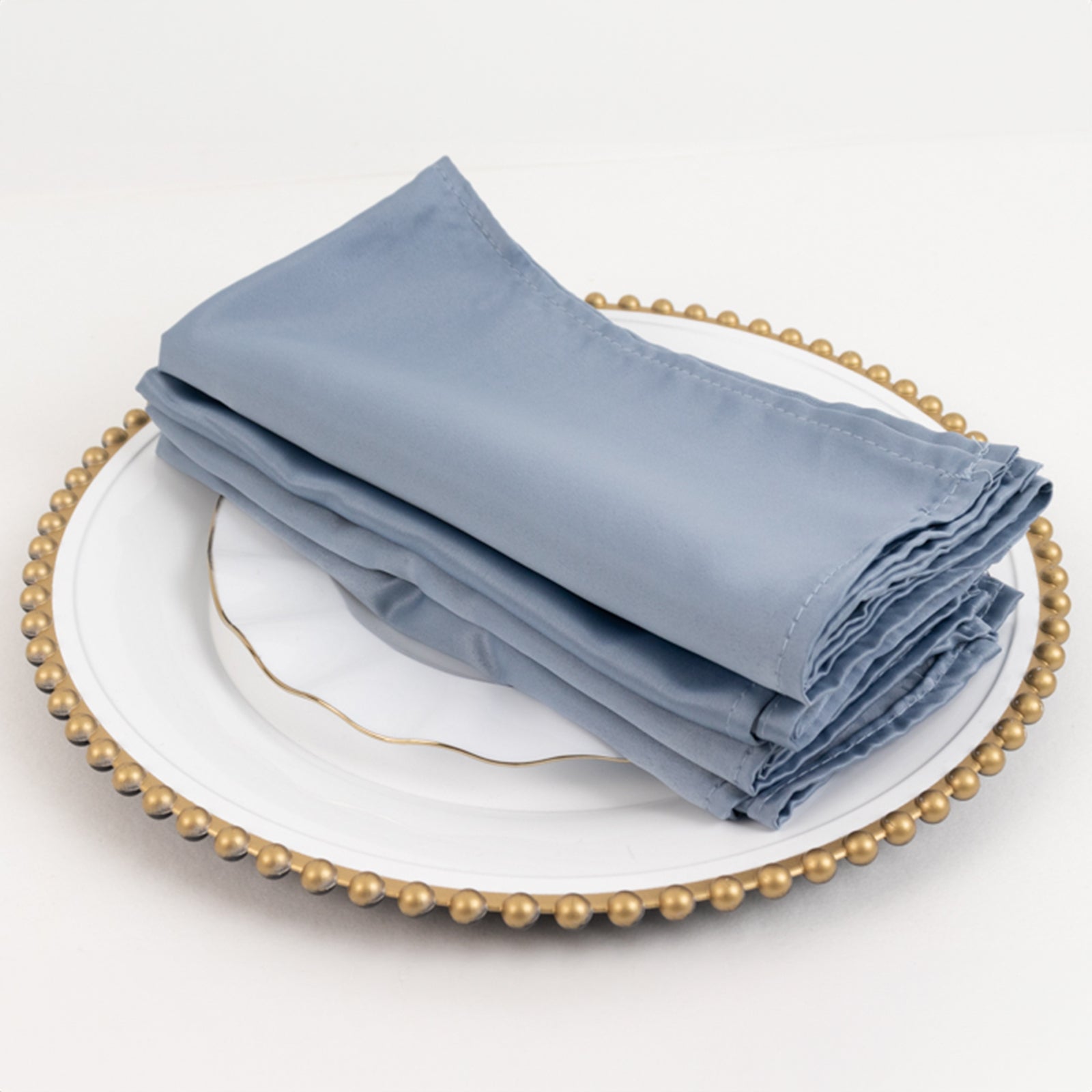 5 Pack Lamour Satin 20x20 Napkins Dusty Blue - Soft Matte Finish Dinner Napkins