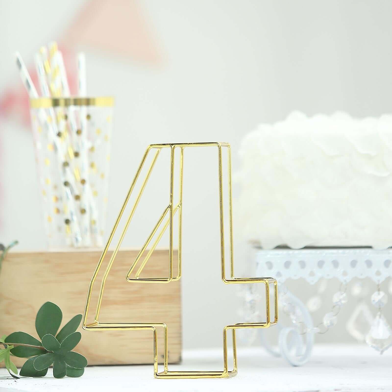 8 Tall Gold Freestanding 3D Decorative Metal Wire Numbers, Wedding Table Numbers -4