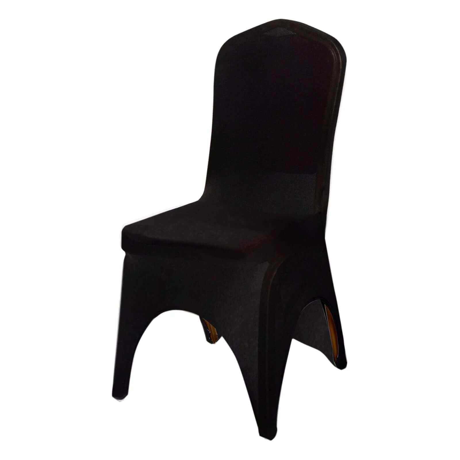 Premium Stretch Spandex Chair Cover for Banquet Chairs Black - Durable Fitted 160GSM Fabric with 3-Way Open Arch & Foot Pockets