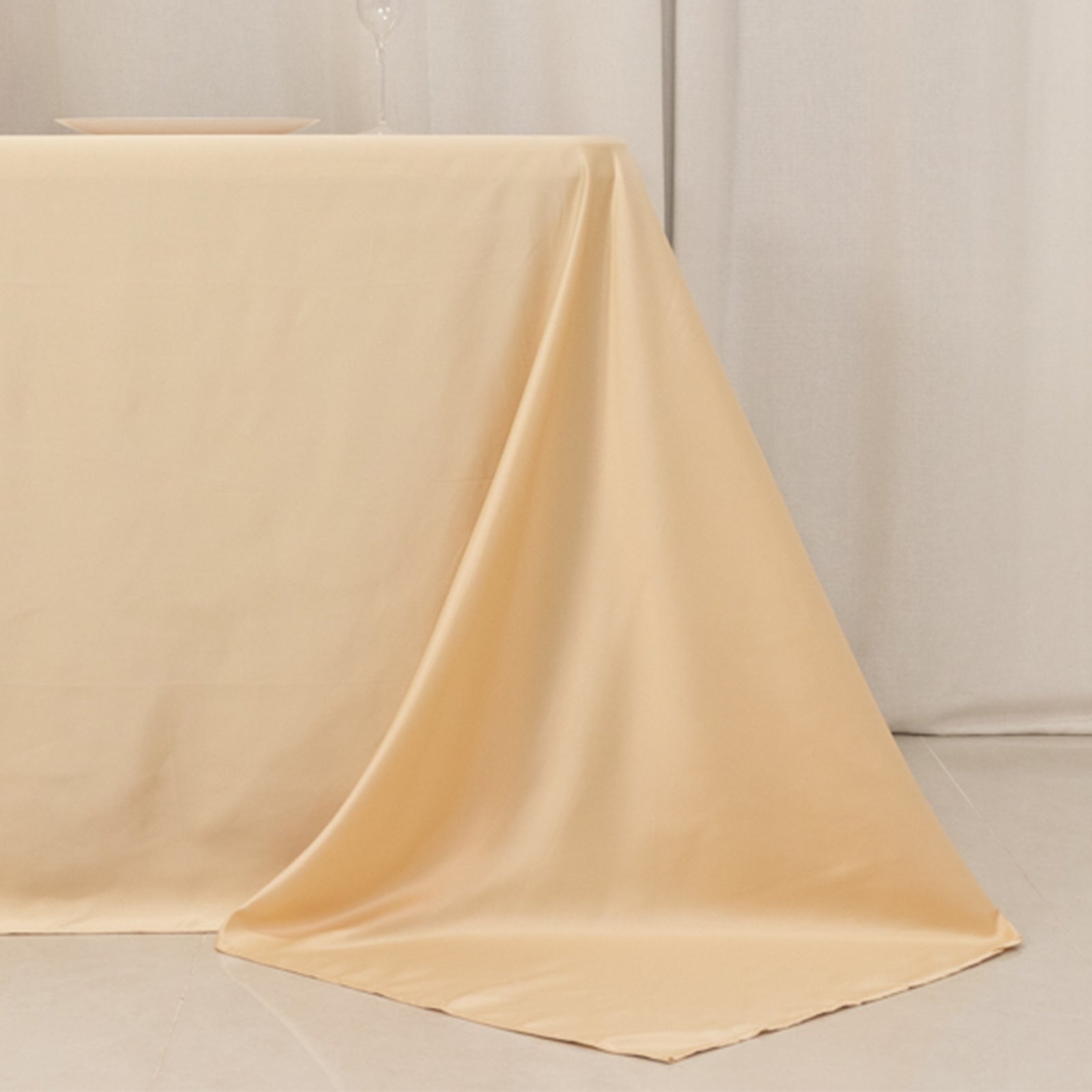 Lamour Satin 90x132 Rectangle Tablecloth Beige - Soft & Silk-Like Seamless Table Cover