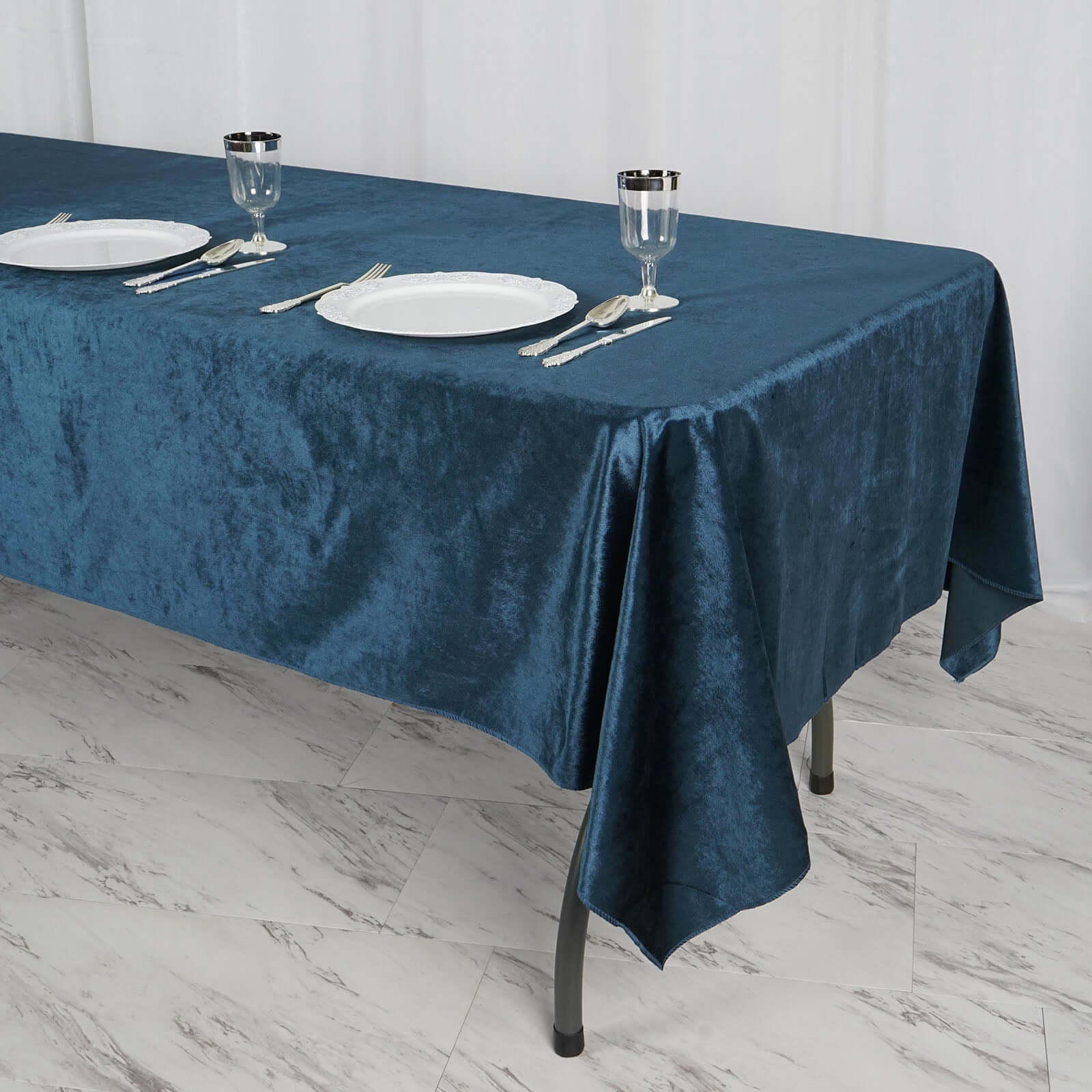 Premium Velvet 60x102 Rectangle Tablecloth Navy Blue - Reusable & Soft Table Cover