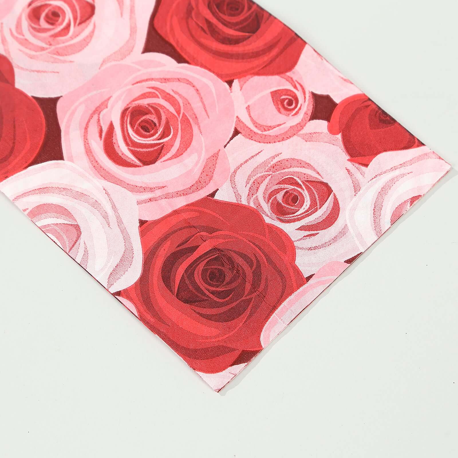 20-Pack Paper Dinner Napkins with Rose Floral Print Red/Pink 2 Ply - Stylish Boho Napkins for Events