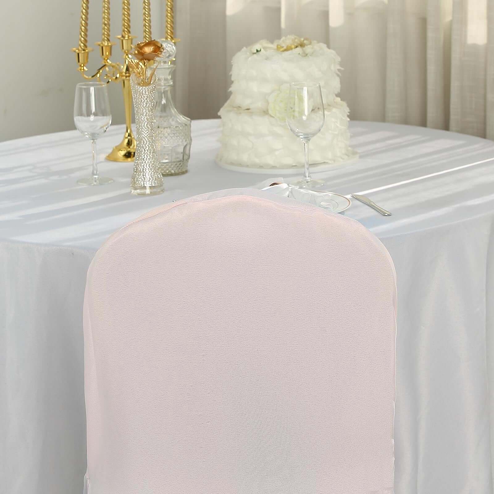 10 Pack Polyester Chair Cover for Banquet Chairs Blush - Stain-Resistant Reusable Slip-On Slipcover