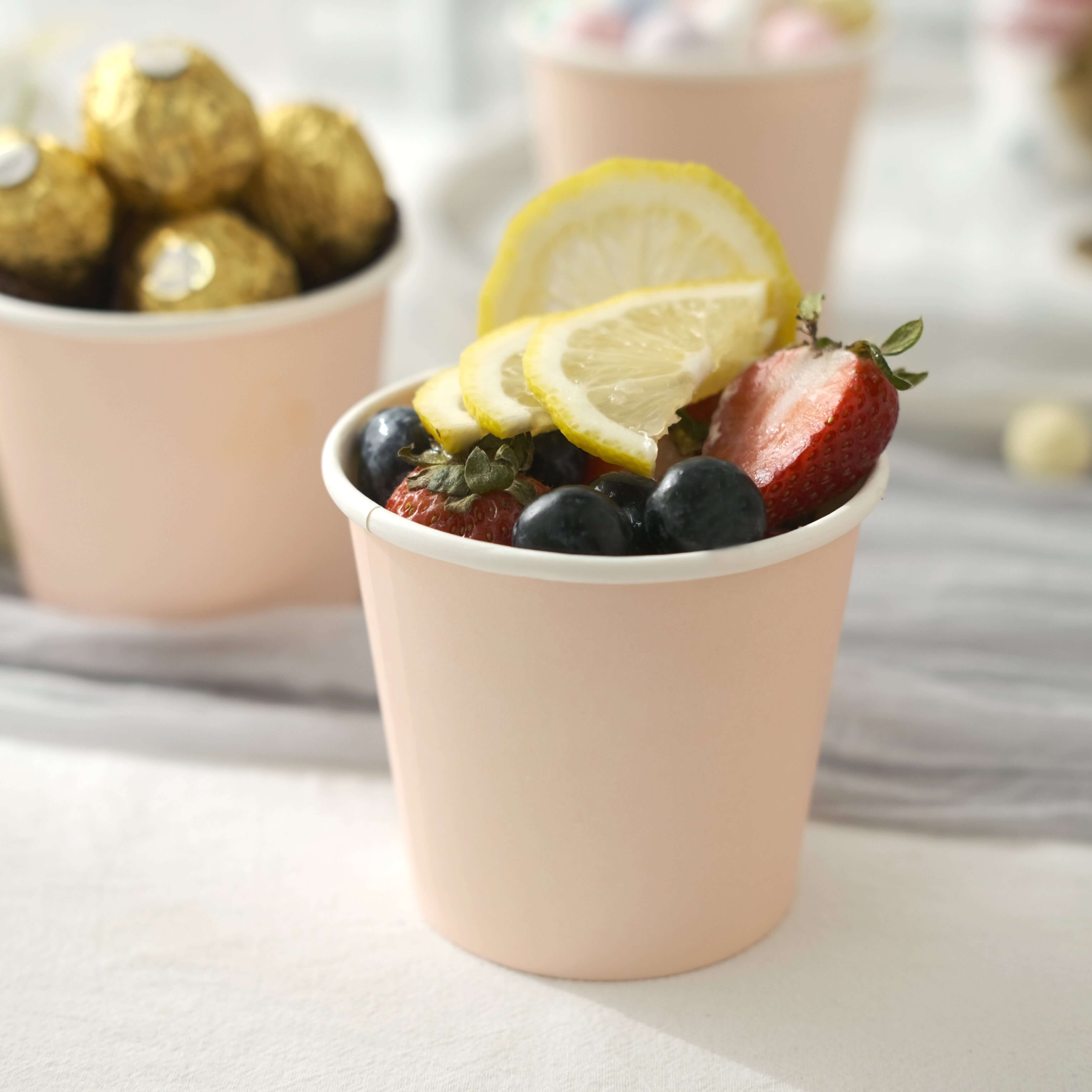 50-Pack Paper Dessert Cups Eco-Friendly Blush Design - Ideal for Ice Cream and Yogurt 10oz