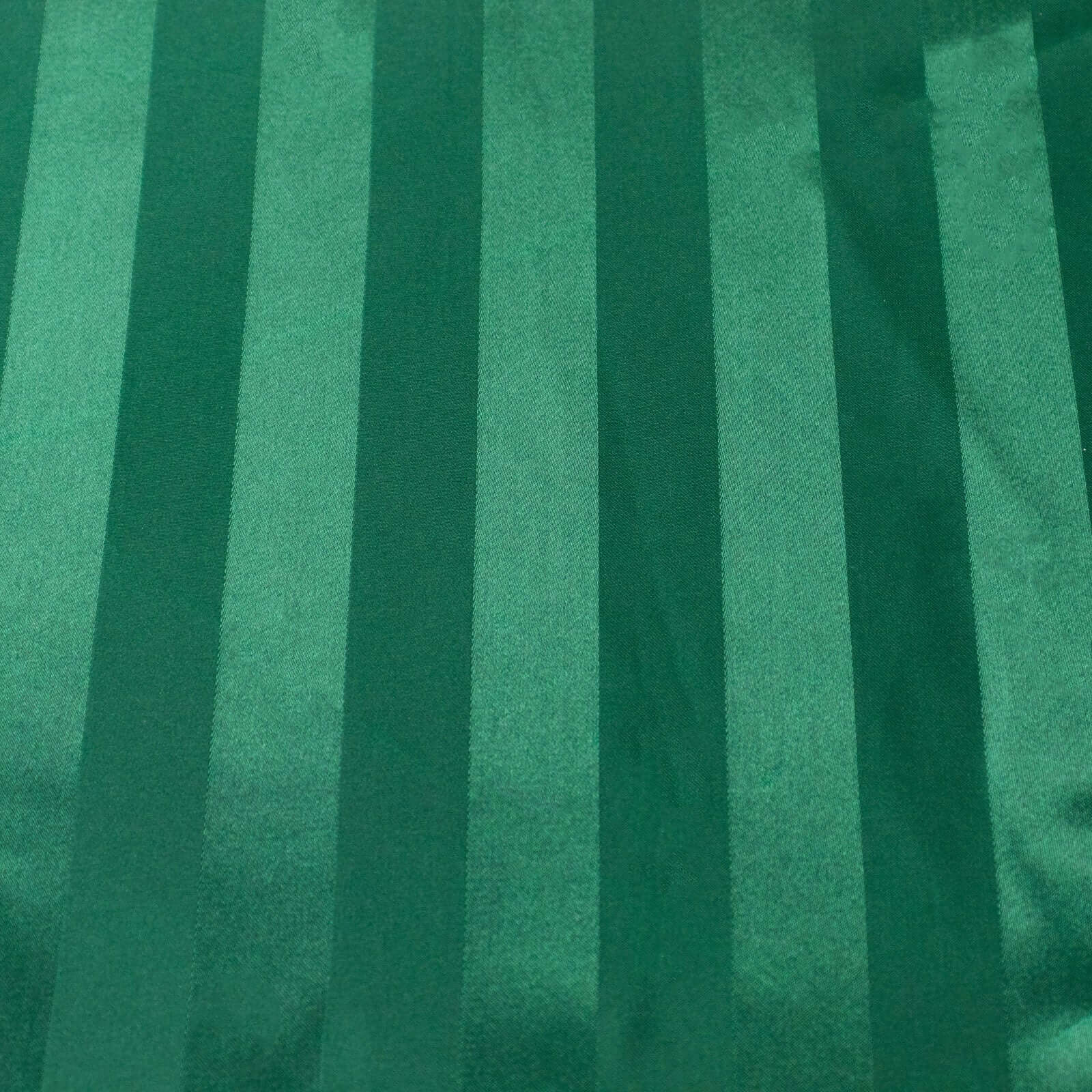 Satin Striped 90x132 Rectangular Tablecloth Hunter Emerald Green Satin Stripe - Seamless Silky Smooth Table Cover