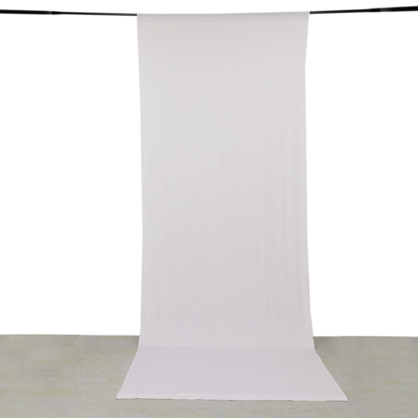 White 4-Way Stretch Spandex Event Curtain Drapes, Wrinkle Free Backdrop Event Panel with Rod Pockets - 5ftx14ft