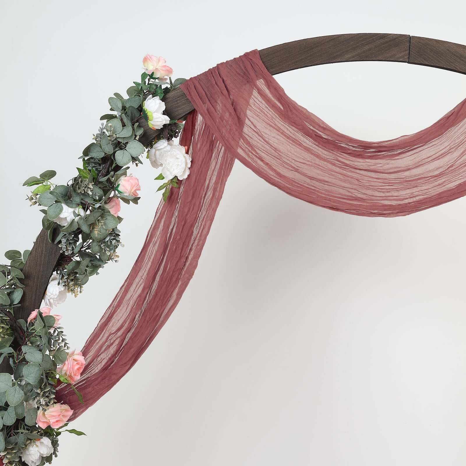 20ft Mauve Cinnamon Rose Gauze Cheesecloth Fabric Wedding Arch Drapery, Window Scarf Valance, Boho Decor Arbor Curtain Panel