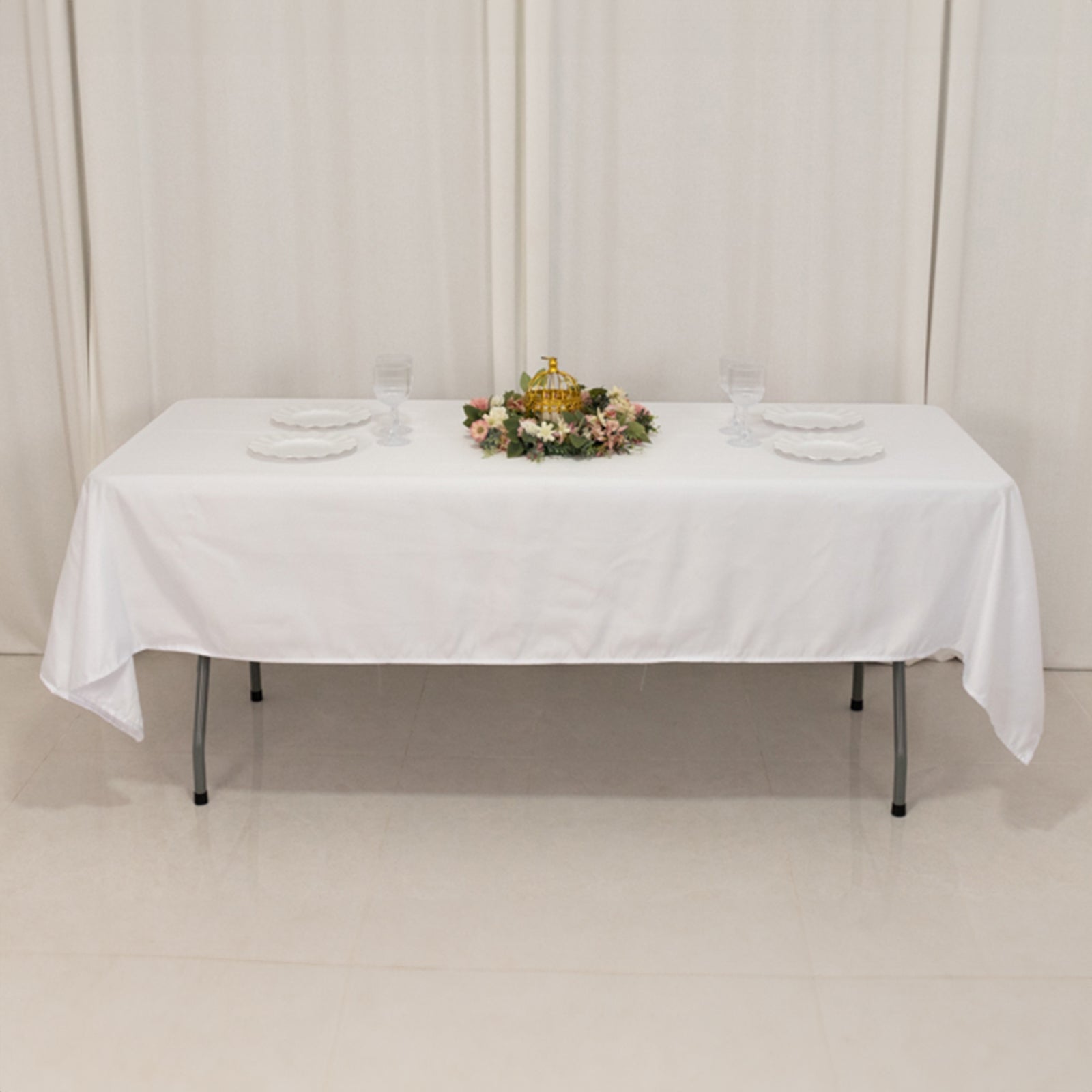 Lamour Satin 60x102 Rectangle Tablecloth White - Durable & Silky Soft Feel Table Cover for Weddings & Banquets