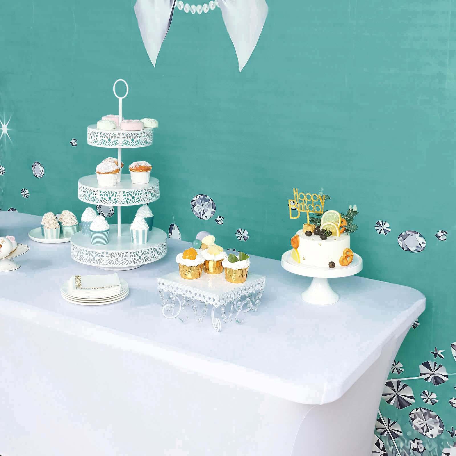 8ftx8ft Turquoise White Bow, Diamond Pearl Print Vinyl Photo Backdrop