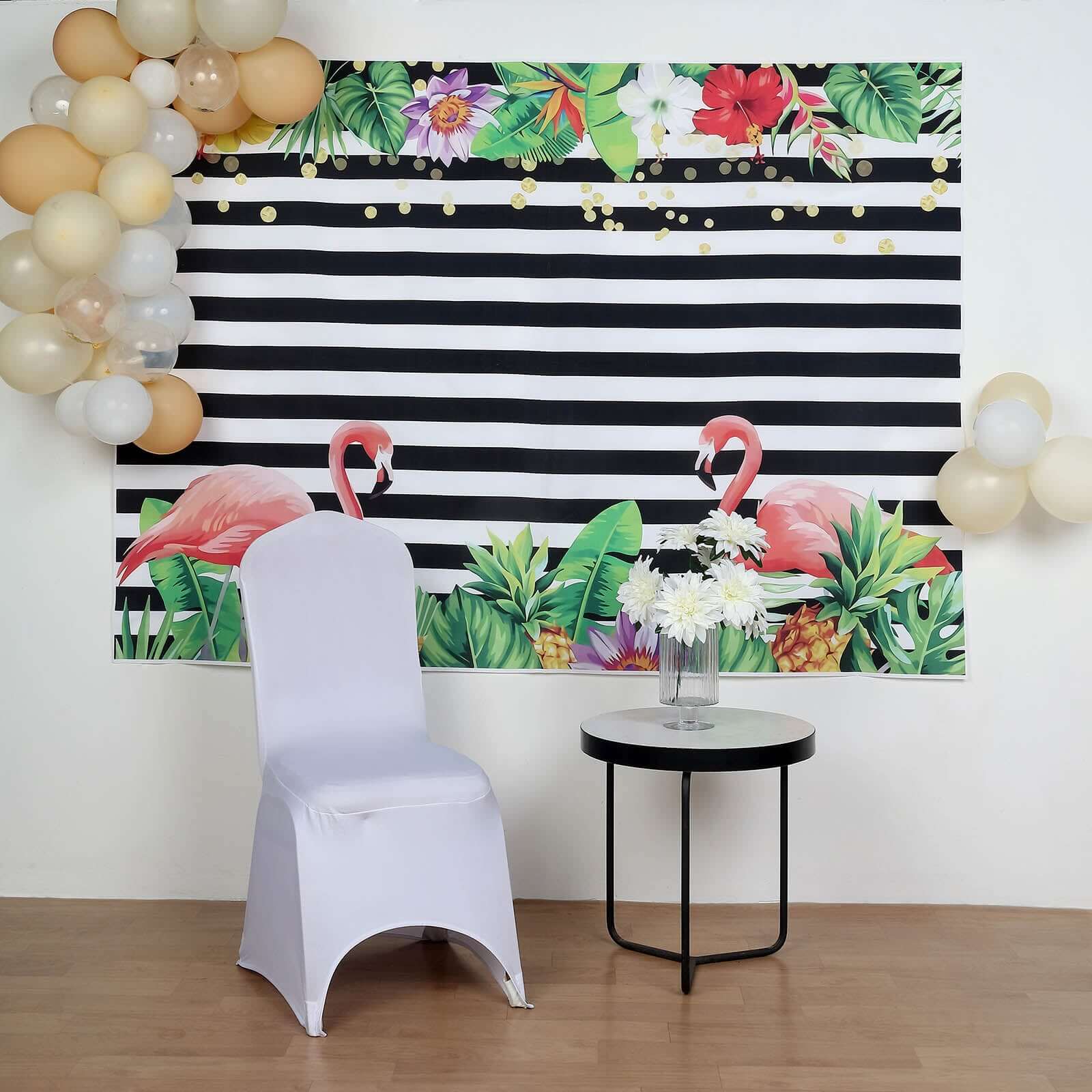 5ftx7ft Pink Flamingo Stripe Vinyl Photo Shoot Backdrop Banner