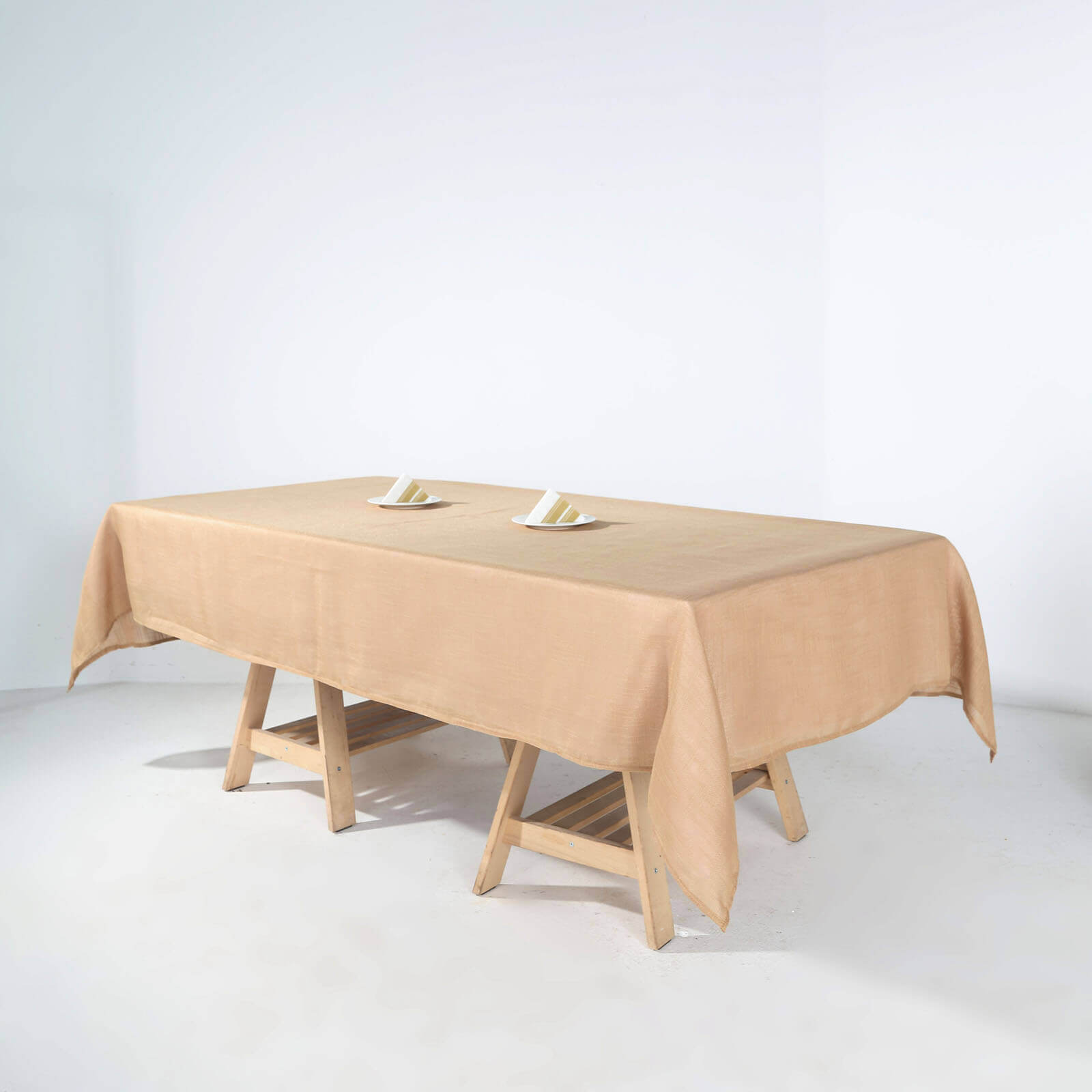 Faux Linen 60x102 Rectangular Tablecloth Natural - Slubby Textured & Wrinkle Resistant Table Cover