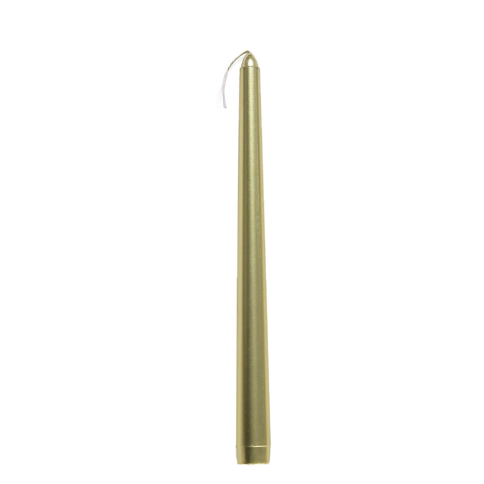 12-Pack Taper Candles Premium Wax Design Metallic Gold - Unscented Candles for Upscale Settings 10