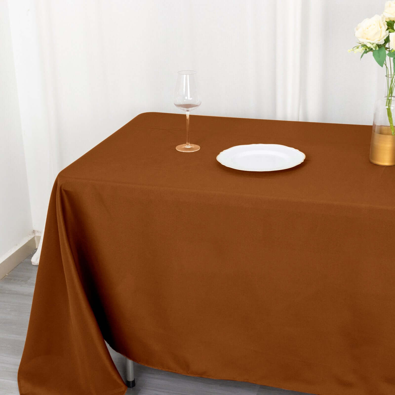 Polyester 72x120 Rectangle Tablecloth Cinnamon Brown - Durable and Stylish Table Cover