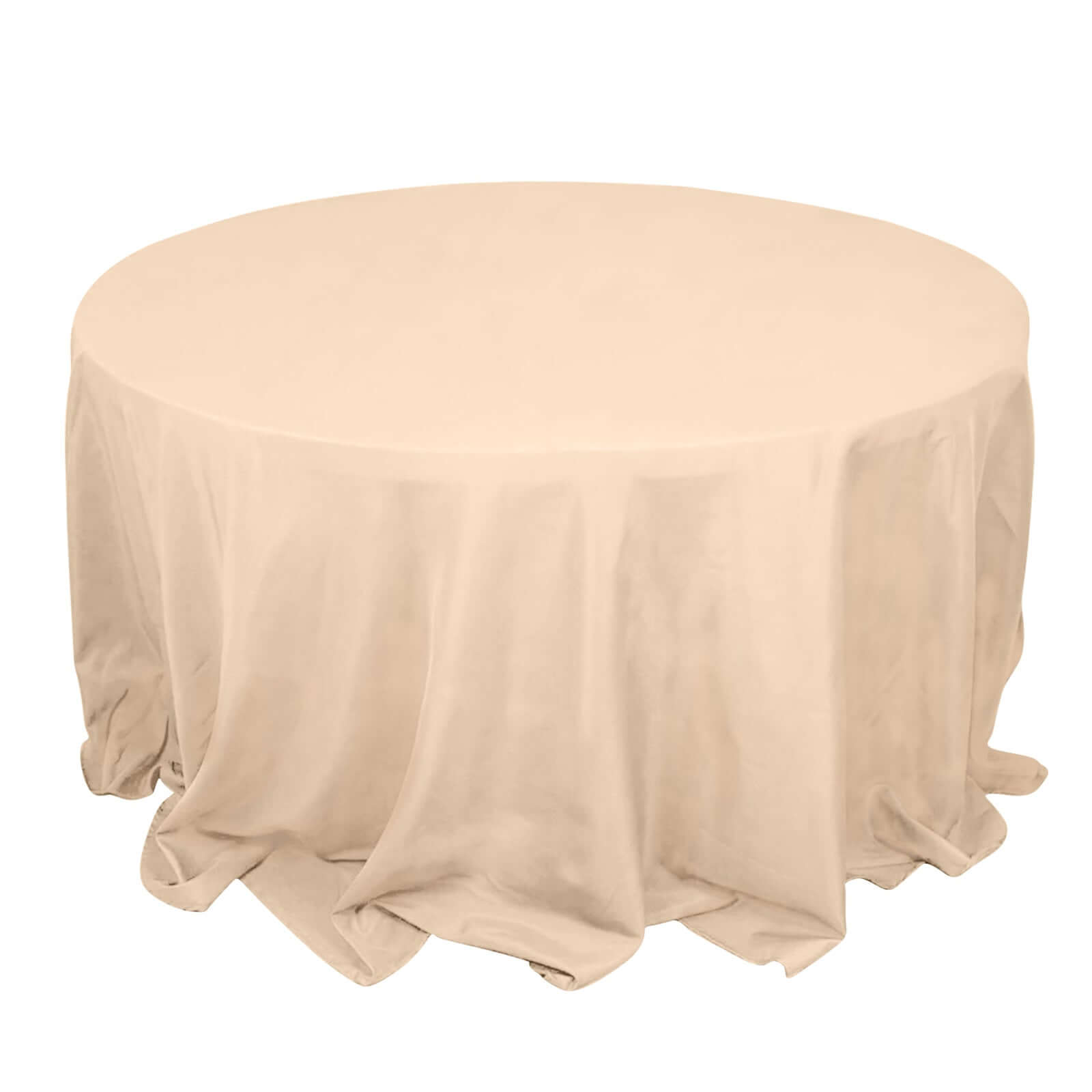 Premium Polyester 132 Round Tablecloth Beige - Seamless 220GSM Wrinkle-Resistant Table Cover