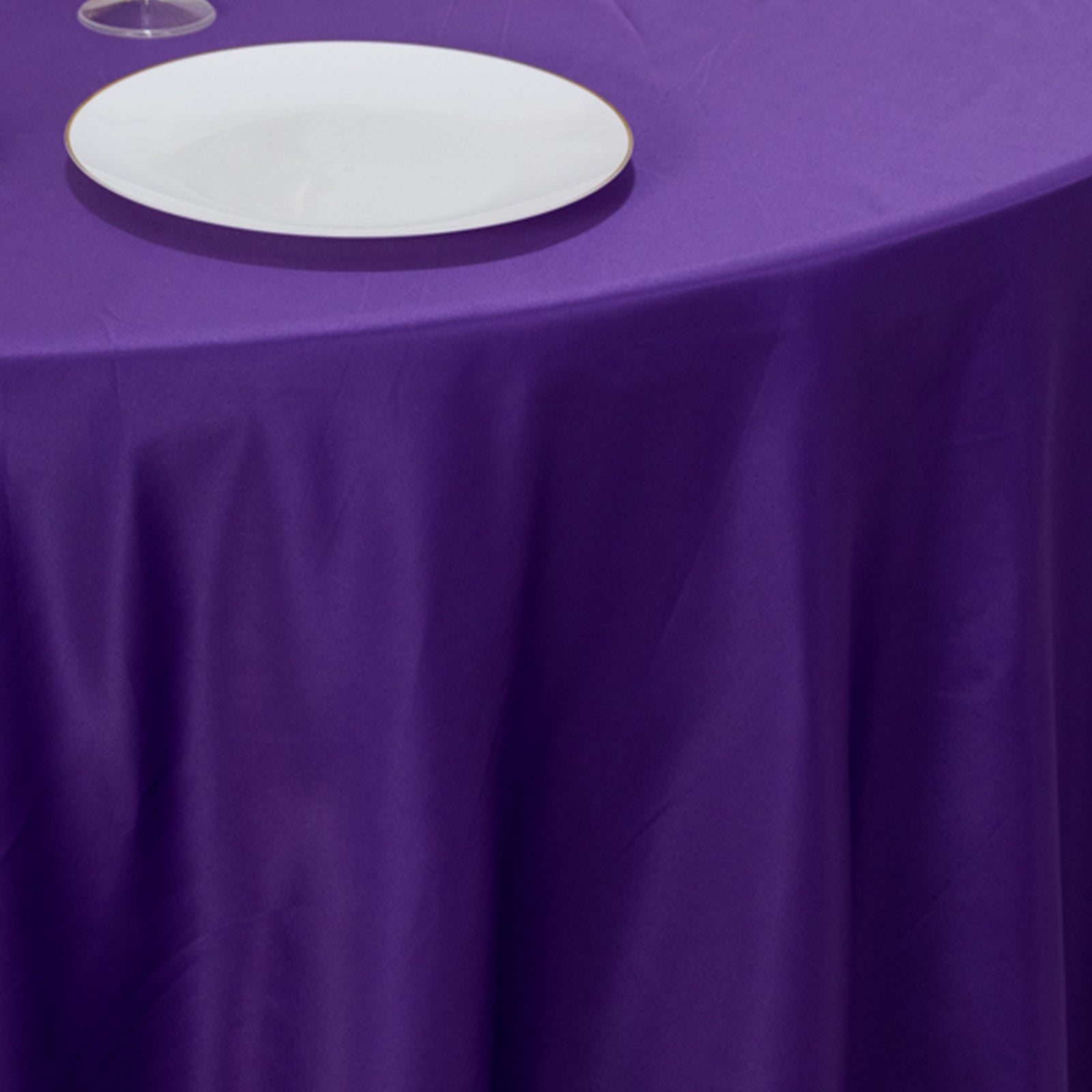 Lamour Satin 120 Round Tablecloth Purple - Seamless Table Cover with Soft Tempered Sheen