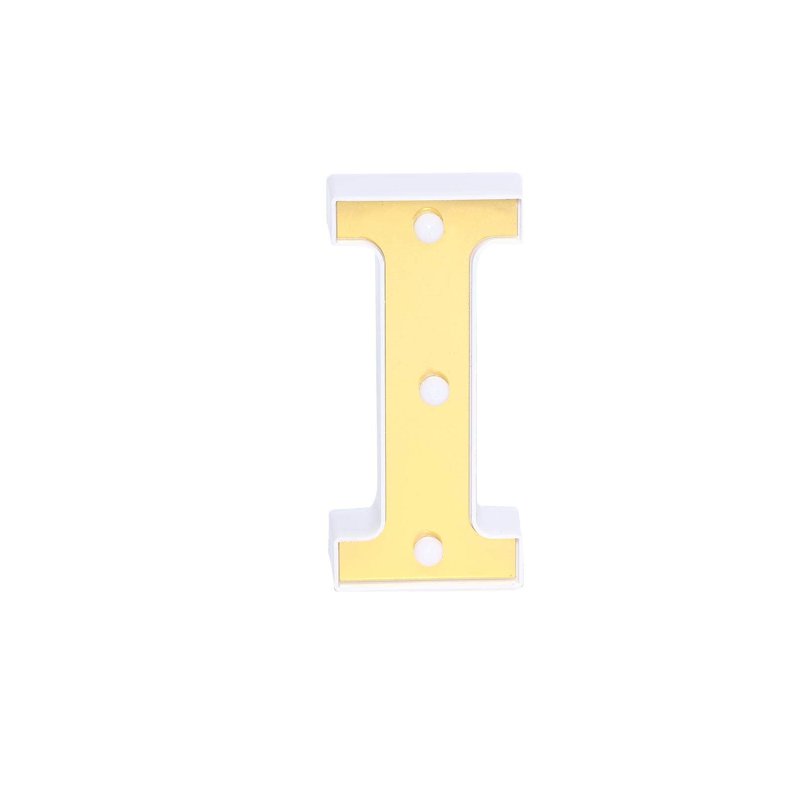 3D Marquee Letter I Warm White 3 LED Lights Gold - Chic Light-Up Decor for Events 6