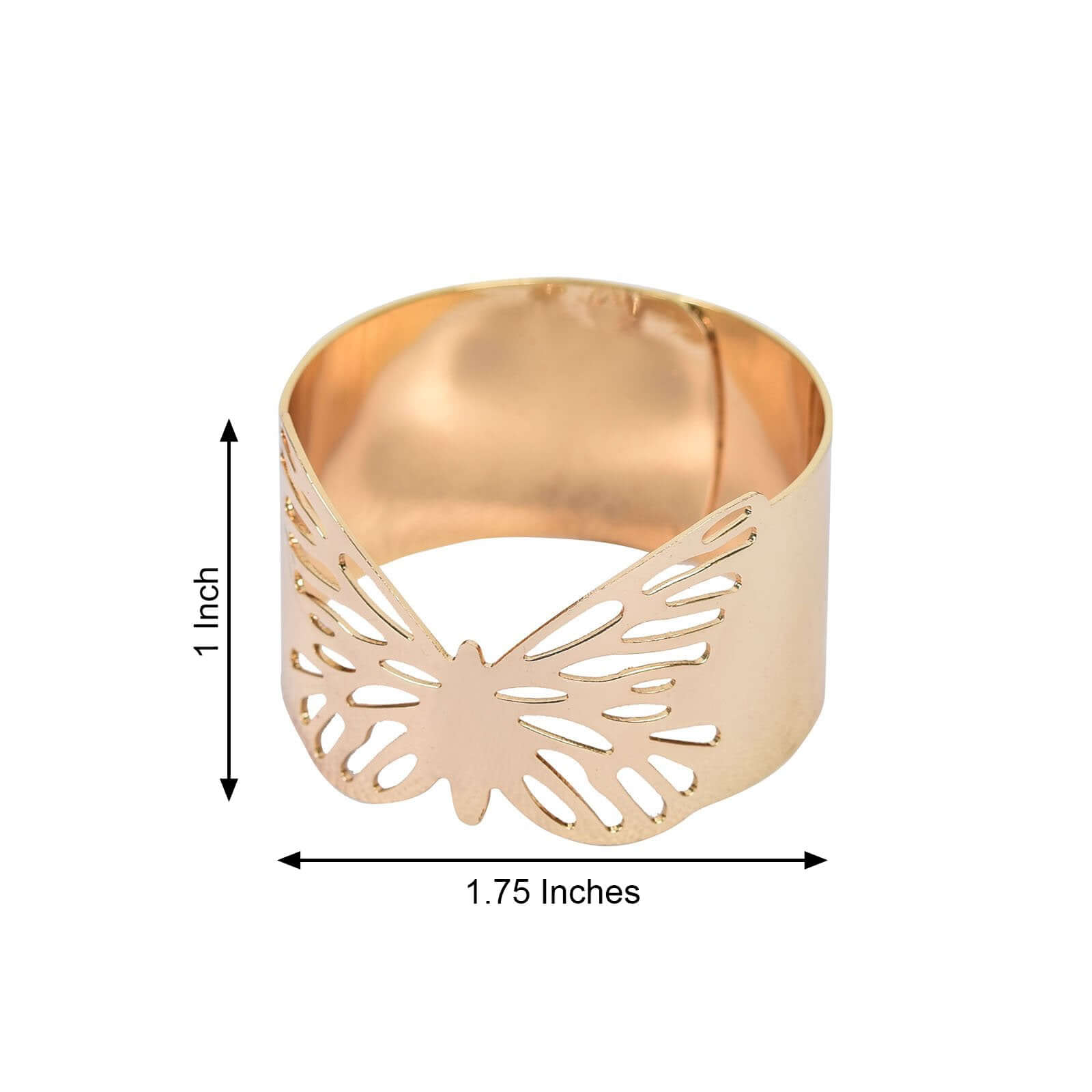 5 Pack Metallic Gold Laser Cut Butterfly Napkin Rings, Paper Napkin Holders