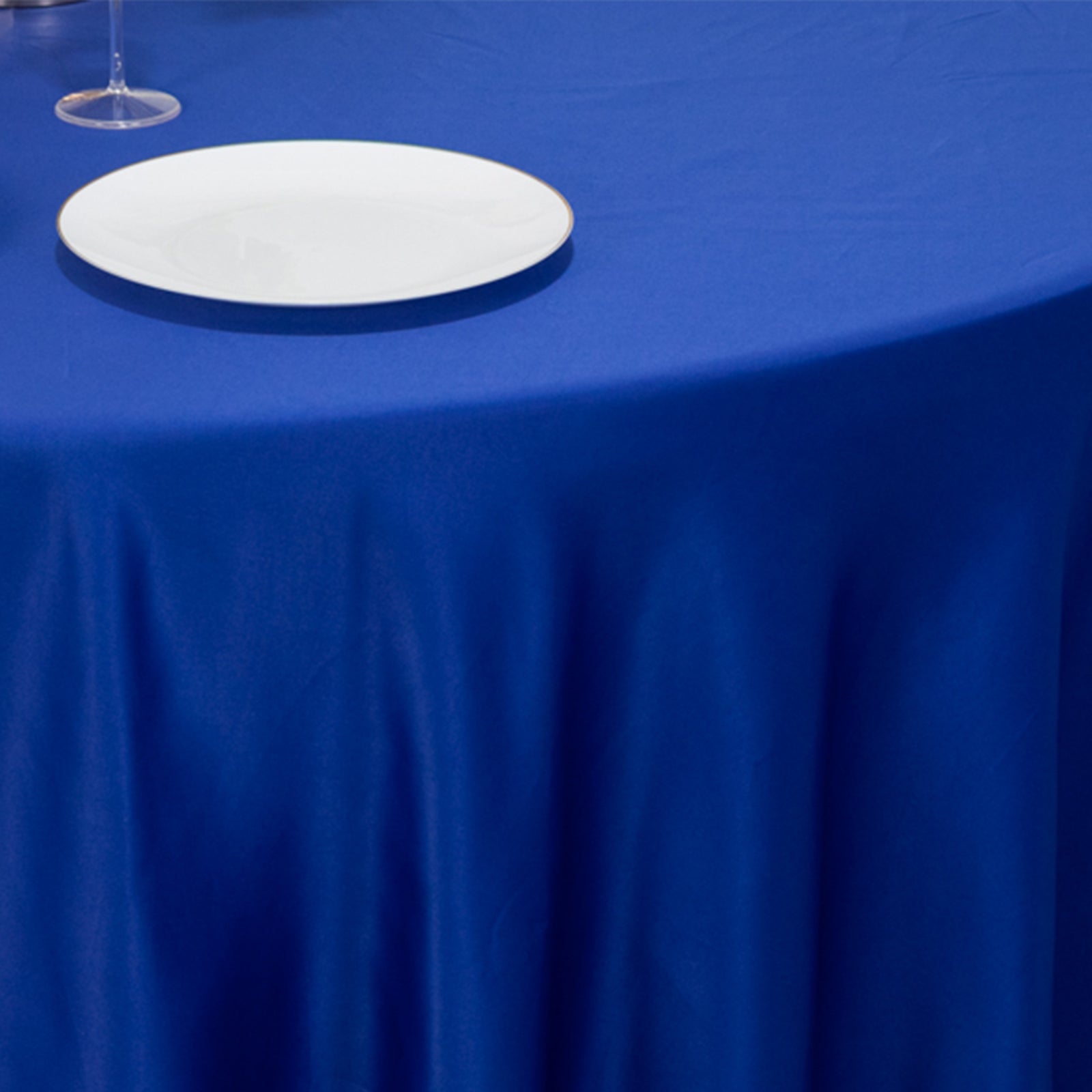 Lamour Satin 120 Round Tablecloth Royal Blue - Seamless Table Cover with Soft Tempered Sheen