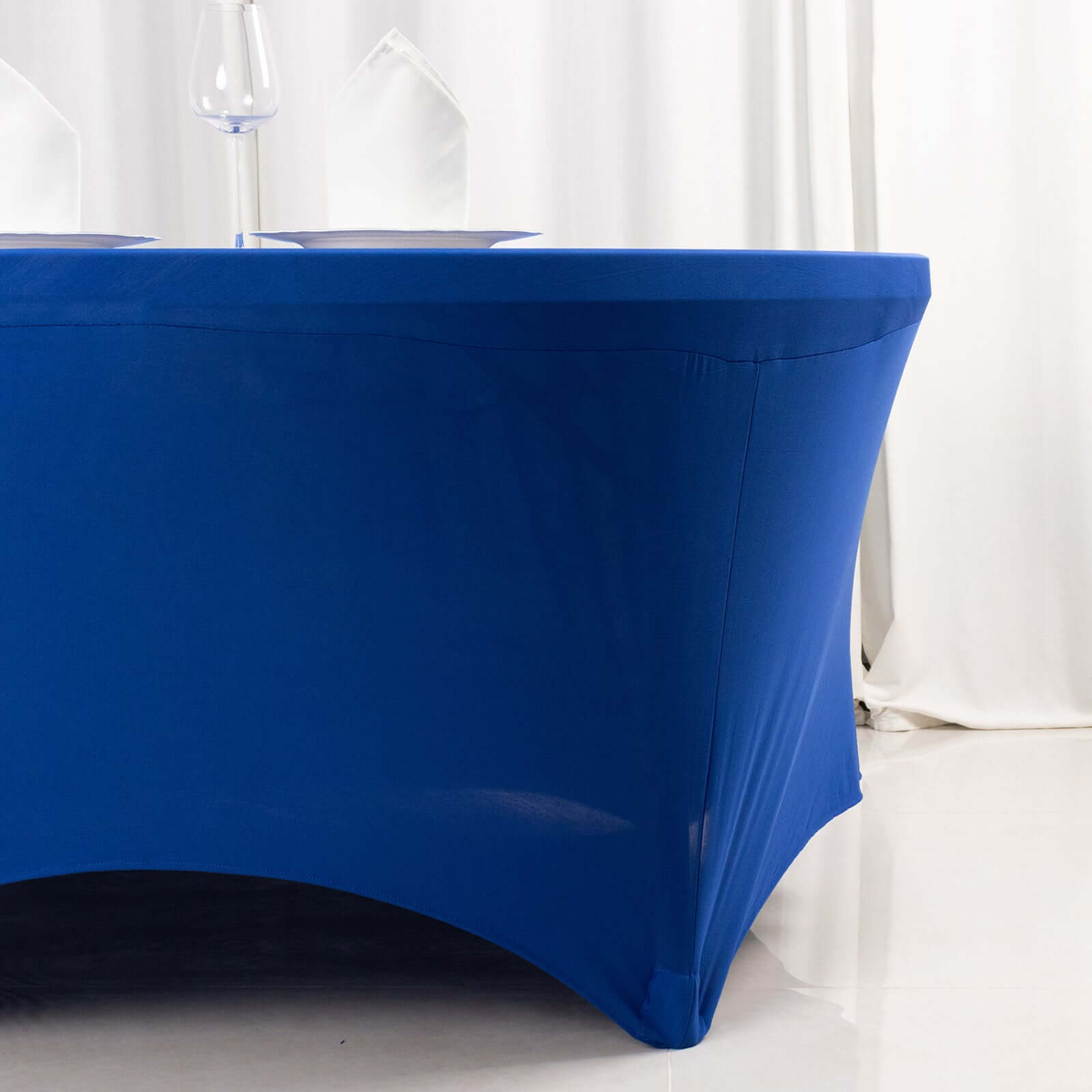 Stretch Spandex 6ft Round Tablecloth Royal Blue - Durable Form-Fitting Table Cover