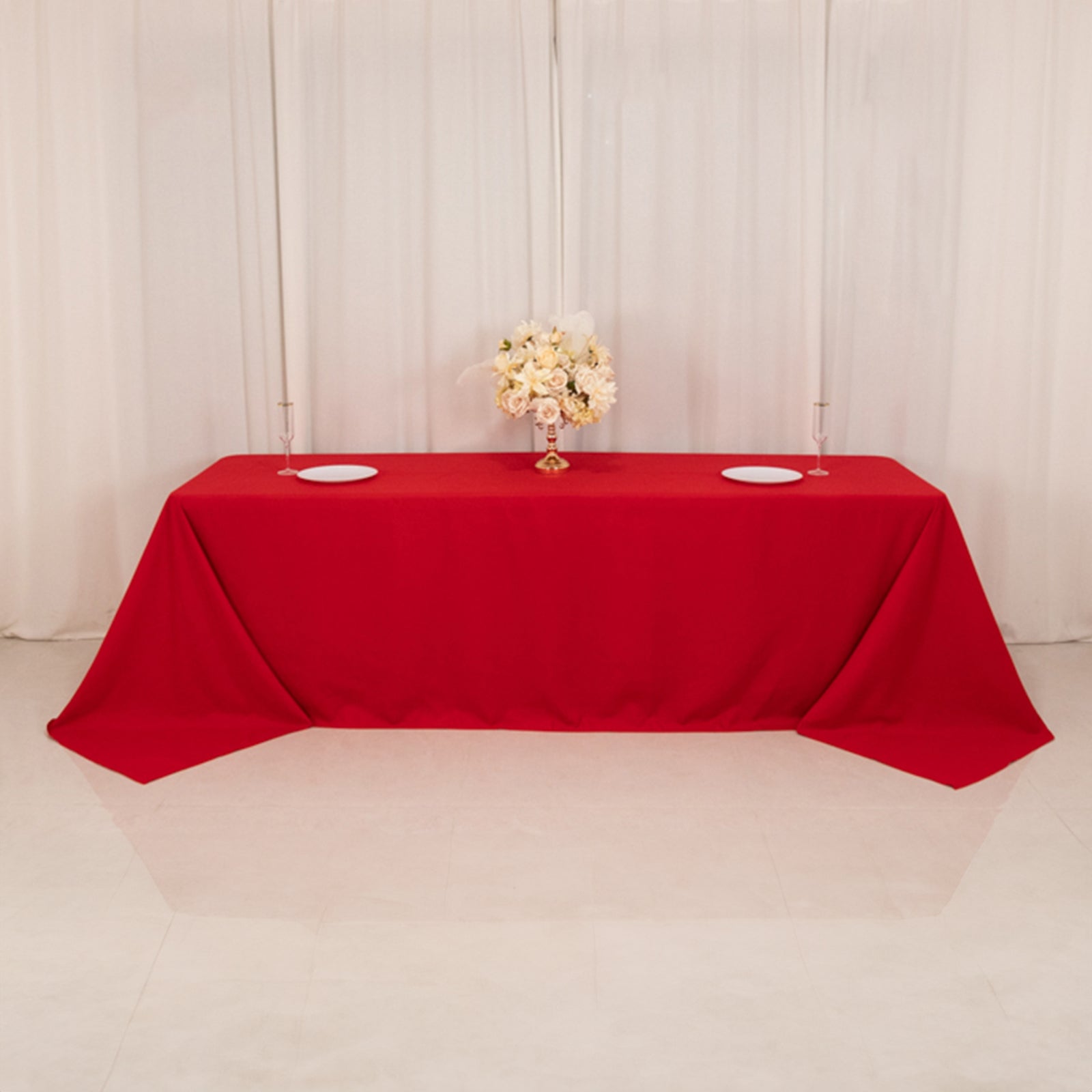 Cotton Blend 90x156 Rectangle Tablecloth Red - Seamless Wrinkle-Resistant Table Cover