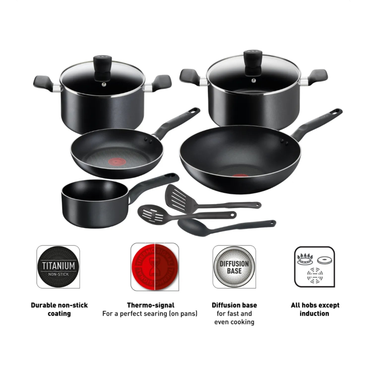 Tefal Super Cook Non-Stick 5pc Set with Utensils