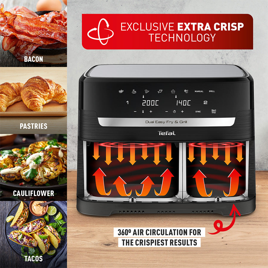 Tefal Dual Easy Fry & Grill Precision XXL Air Fryer EY905N