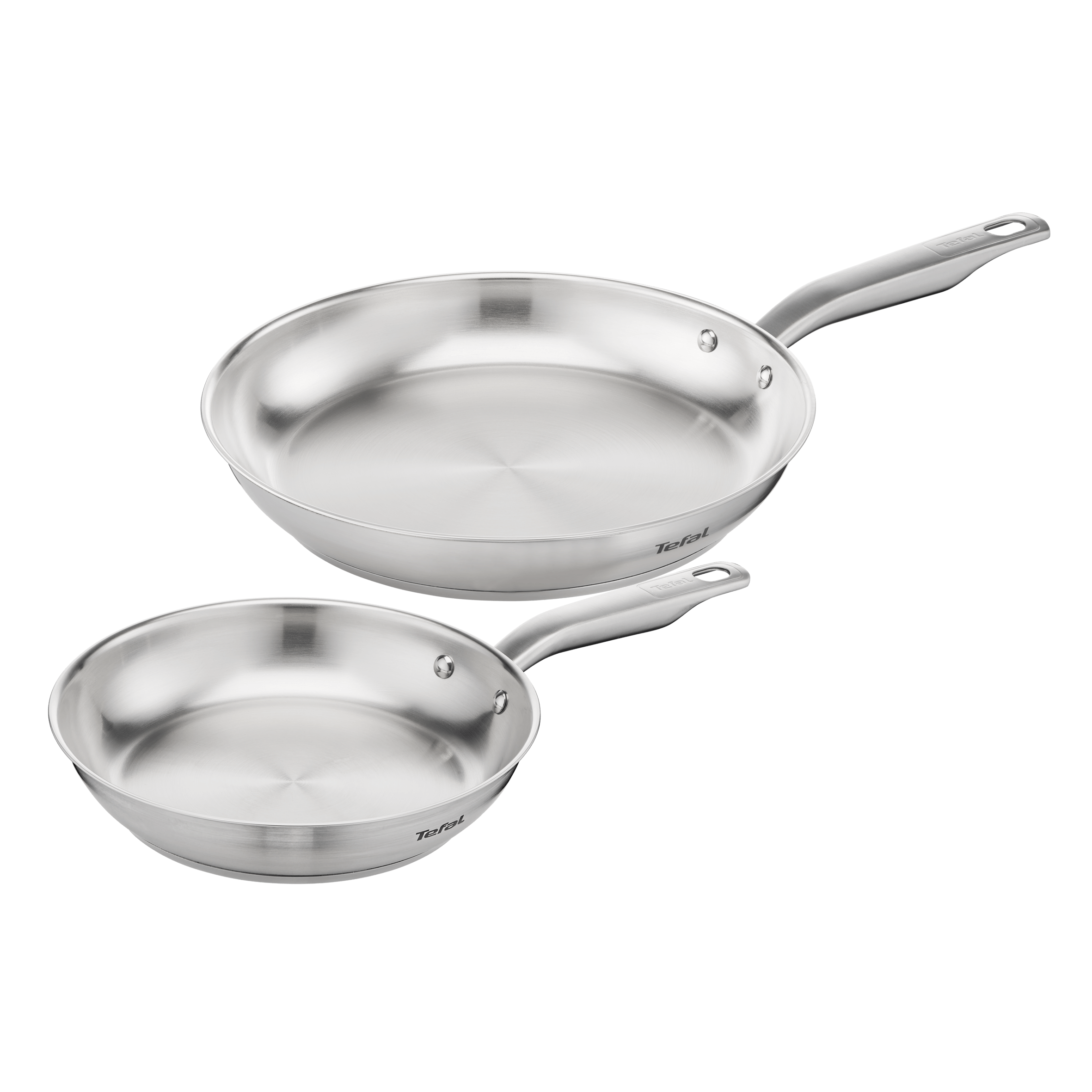 Tefal Virtuoso Induction Stainless Steel Uncoated Twin Frypan 24/28cm