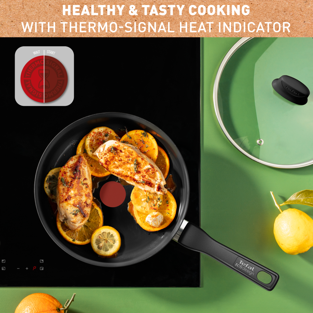 Tefal Renew Black Ceramic Sautepan + Lid 24cm - C4323223 - Ceramic Non-Stick Coating